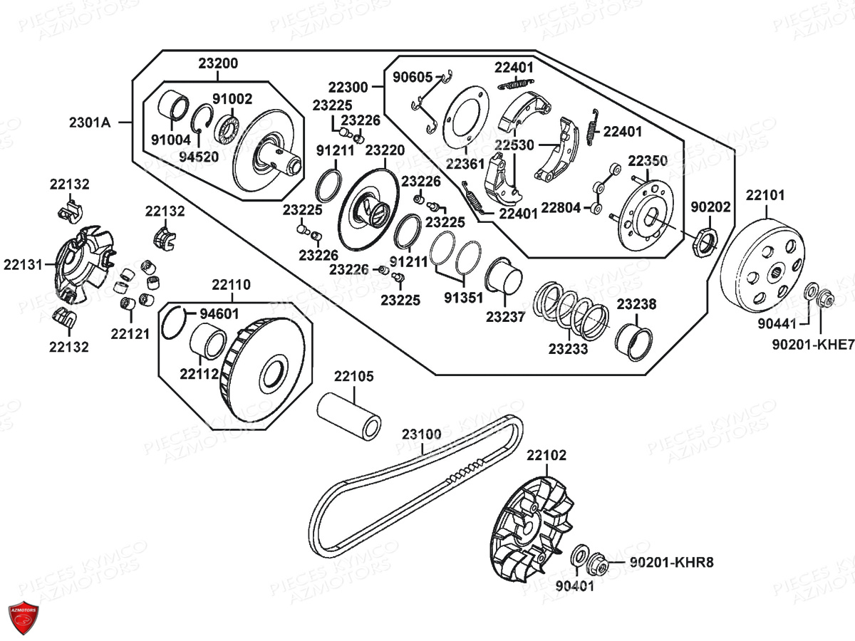 Variateur Embrayage KYMCO PIECES X.TOWN 300 I ABS EURO 4 (KS60AB)