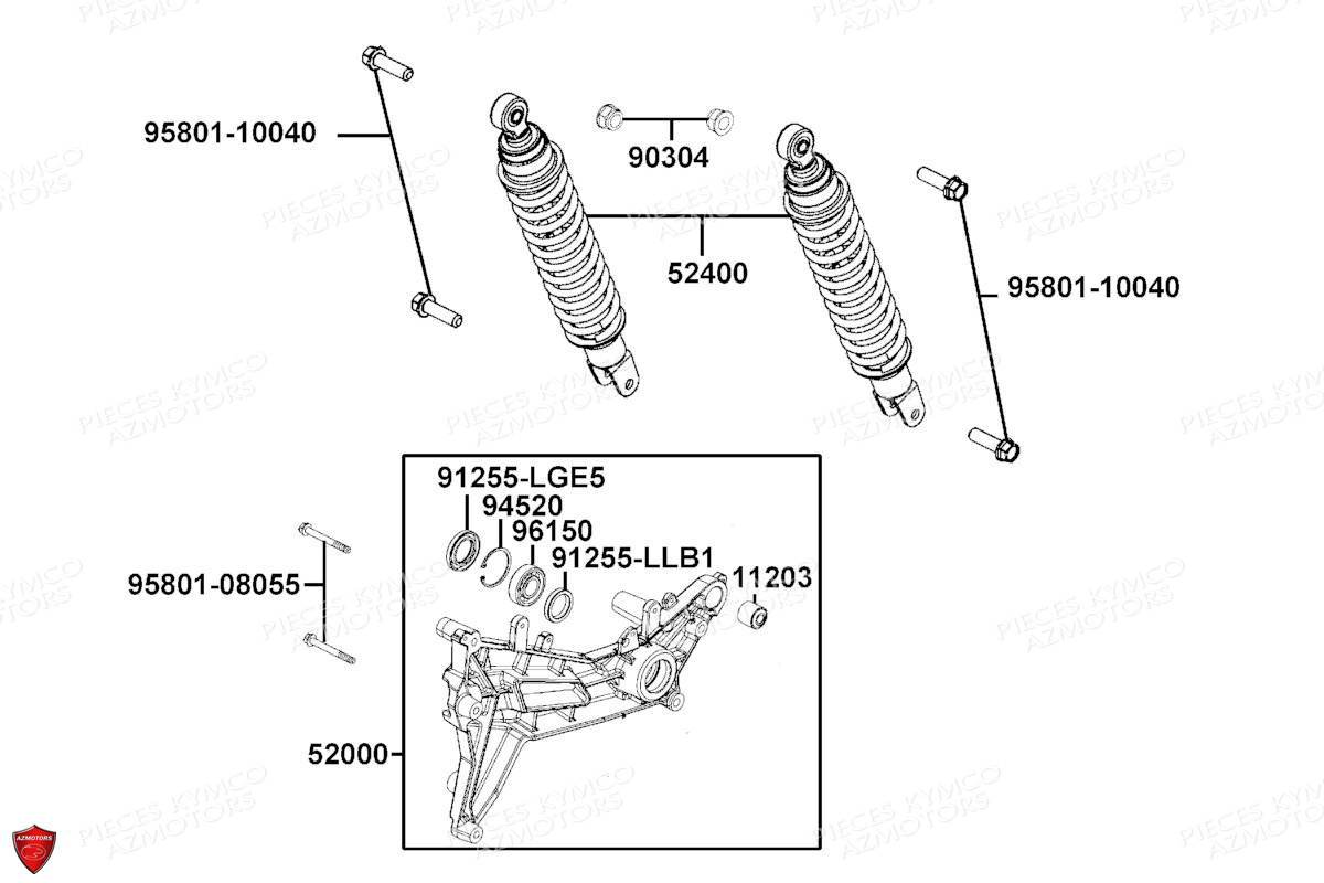 Amortisseurs KYMCO PIECES X.TOWN 300 I ABS EURO 5 (KS60FA)