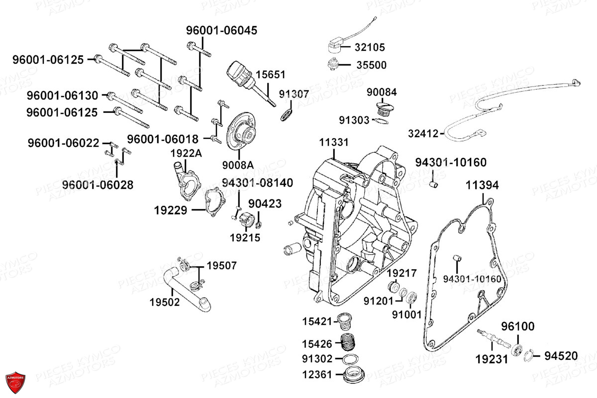 Carter Droit Pompe A Eau KYMCO PIECES X.TOWN 300 I ABS EURO 5 (KS60FA)