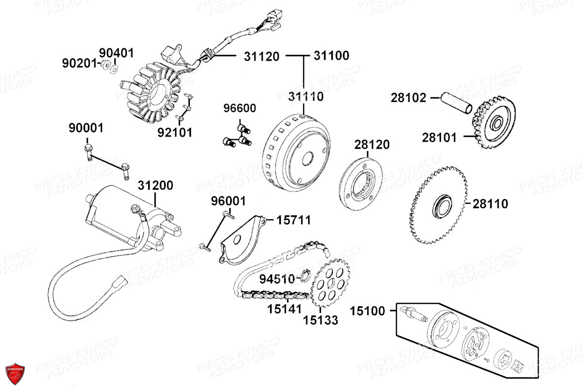 Demarreur Allumage KYMCO PIECES X.TOWN 300 I ABS EURO 5 (KS60FA)