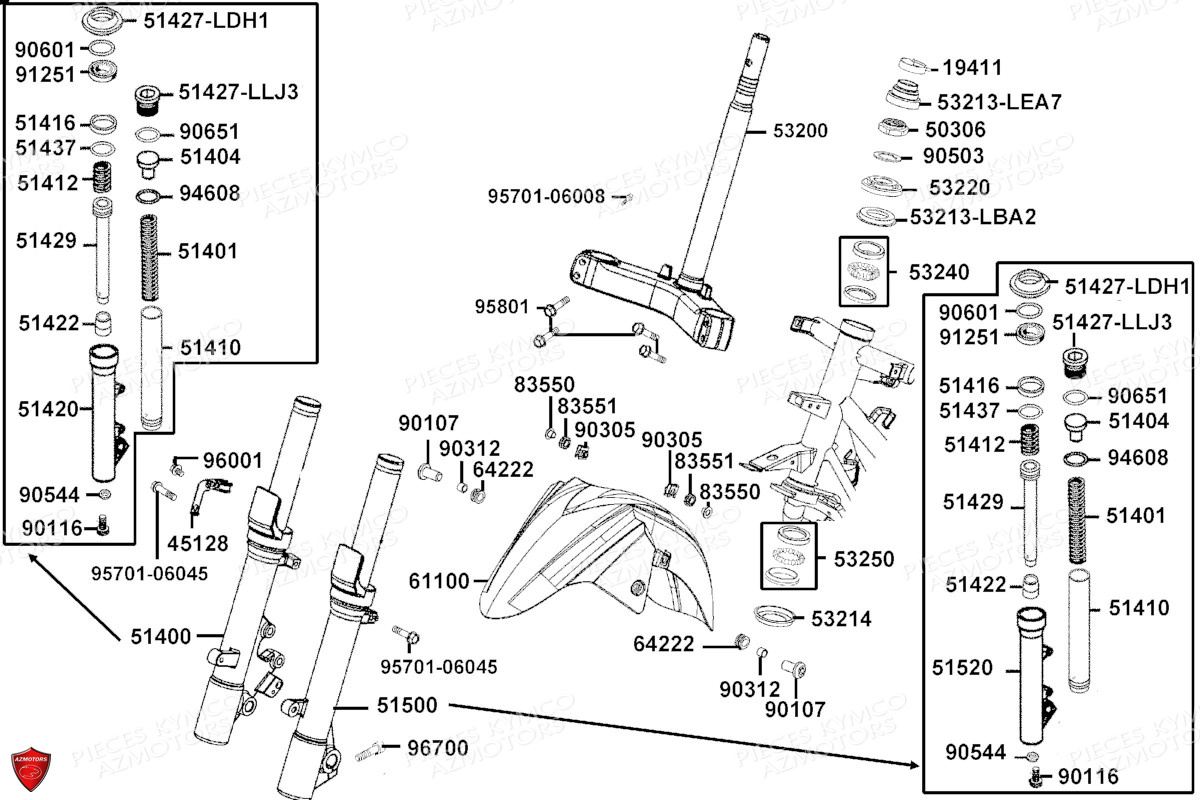 FOURCHE GARDE BOUE AVANT pour XTOWN 300I ABS E5