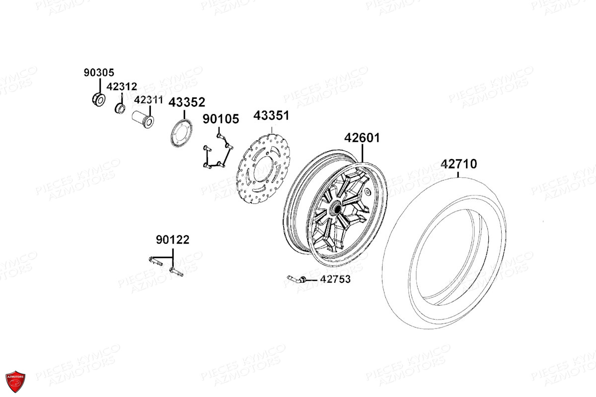 ROUE ARRIERE KYMCO XTOWN 300I ABS E5