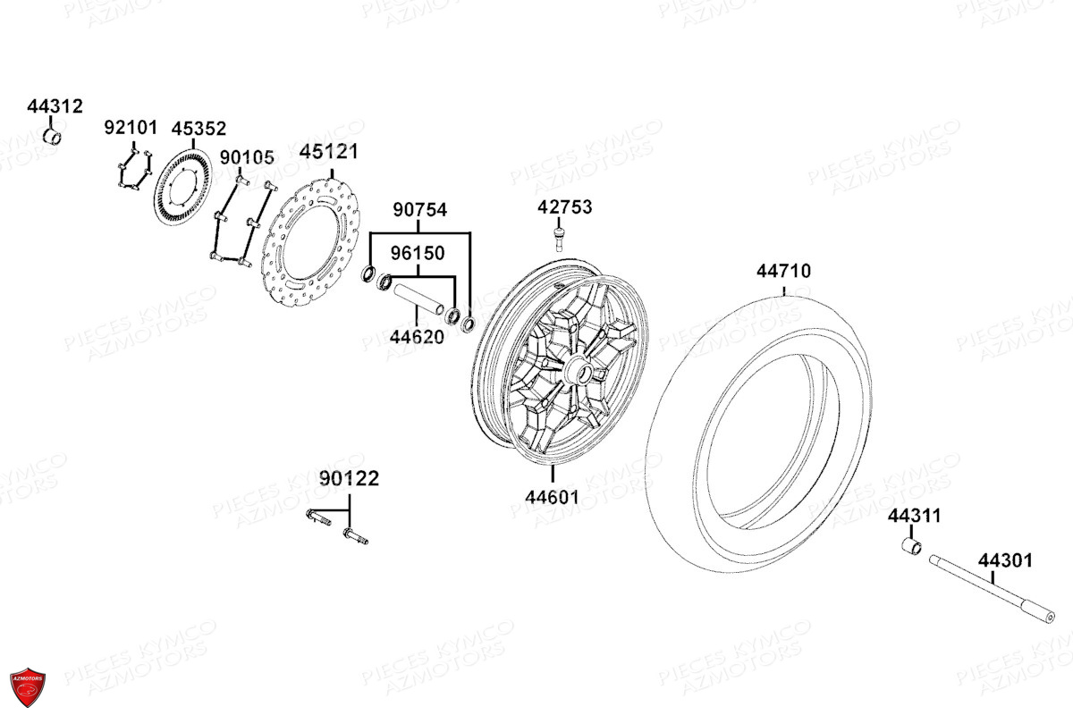 Roue Avant KYMCO PIECES X.TOWN 300 I ABS EURO 5 (KS60FA)