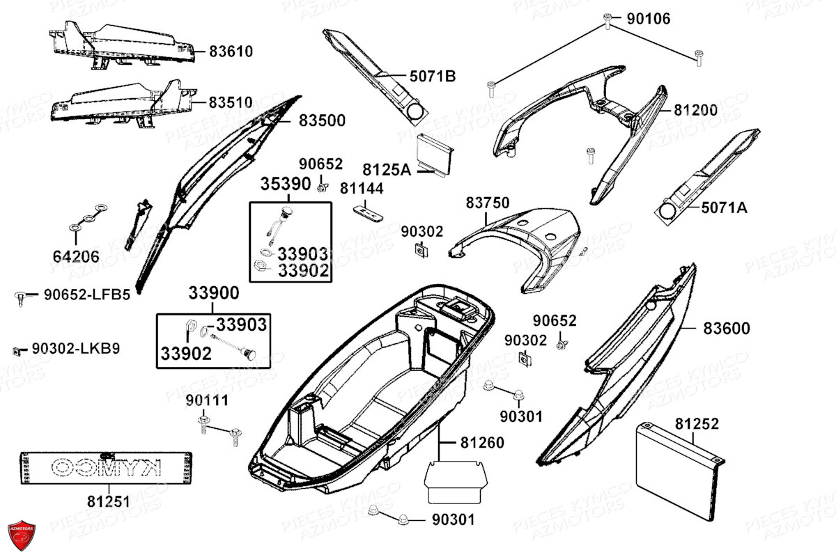 CARENAGES_ARRIERE KYMCO PIECES SCOOTER KYMCO X.TOWN CITY 300I E5 (KS60JA)