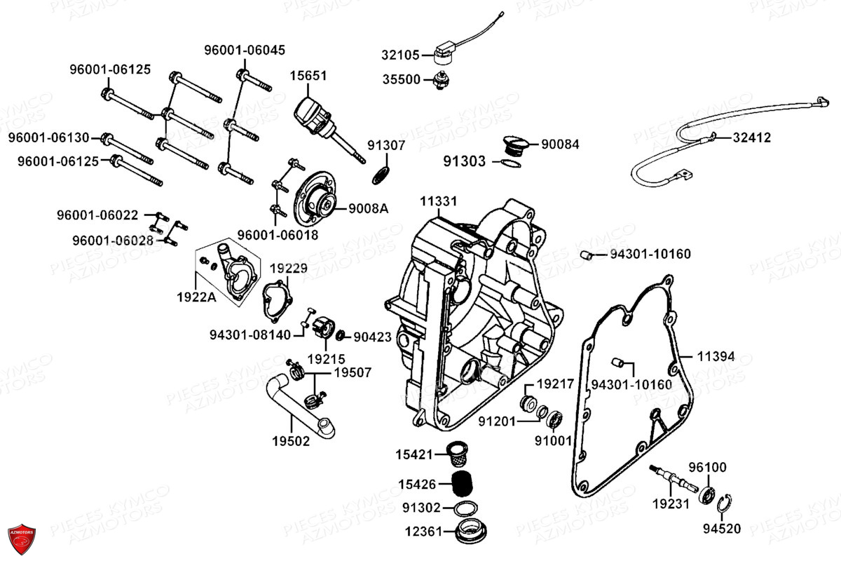 Carter Droit Pompe A Eau KYMCO PIECES X.TOWN CITY 300I E5 (KS60JA)