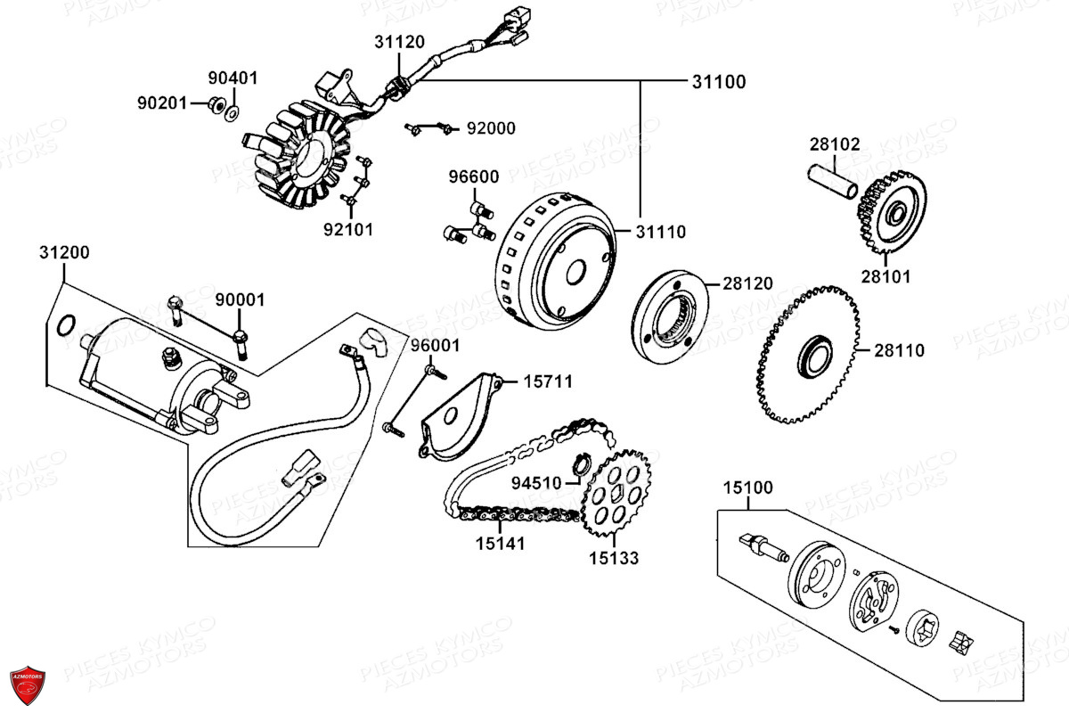 Demarreur Allumage KYMCO PIECES X.TOWN CITY 300I E5 (KS60JA)