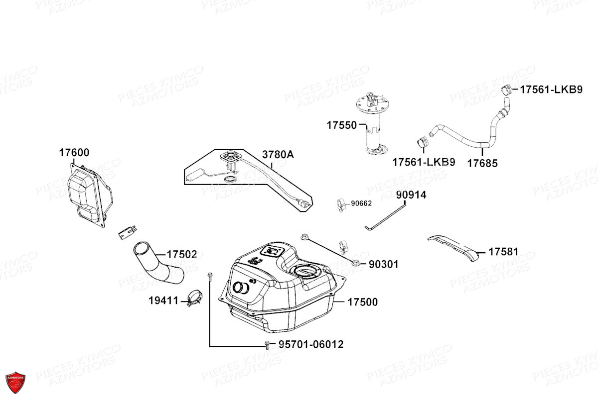 Reservoir A Carburant KYMCO PIECES X.TOWN CITY 300I E5 (KS60JA)