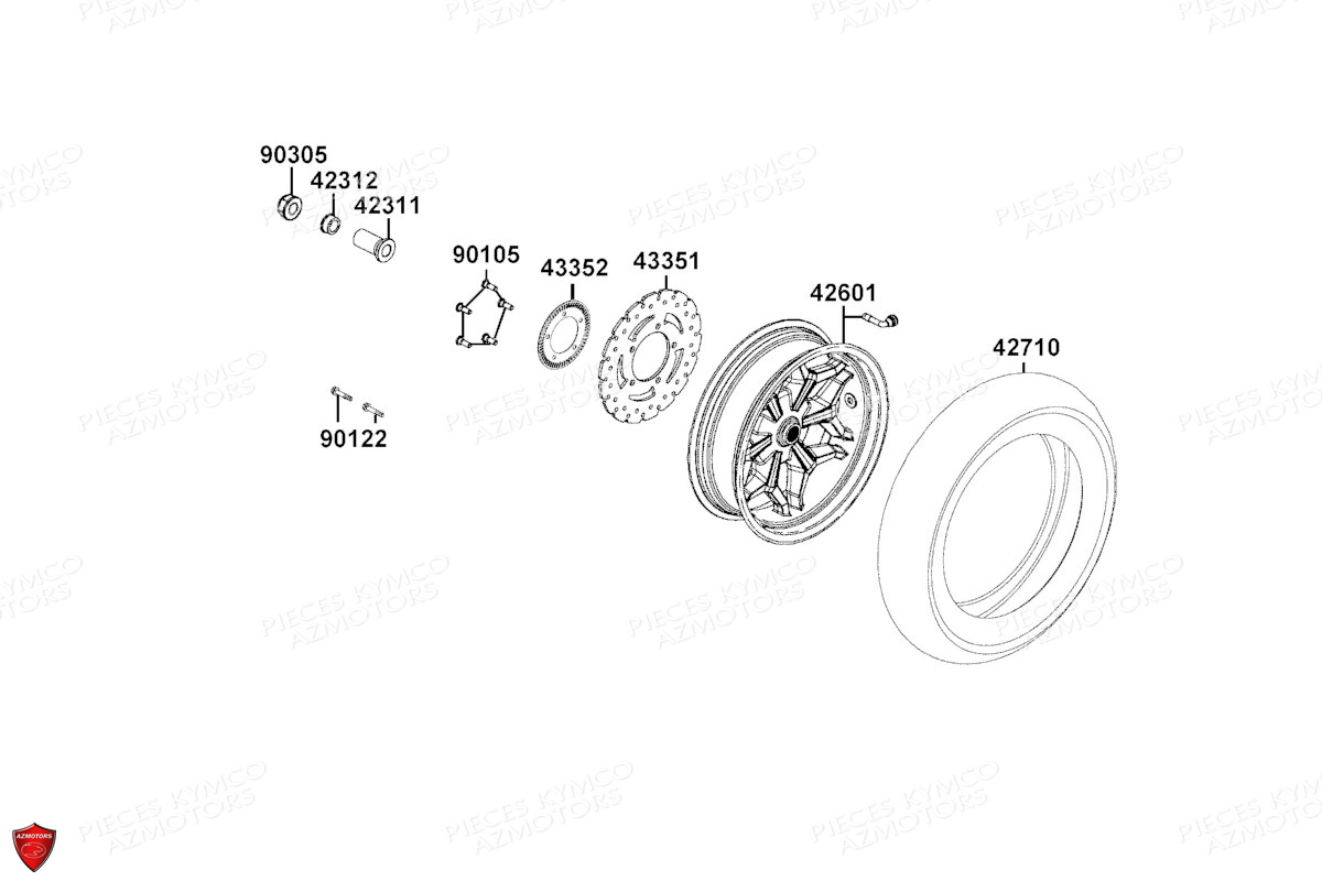 ROUE ARRIERE KYMCO XTOWN CITY 300I E5