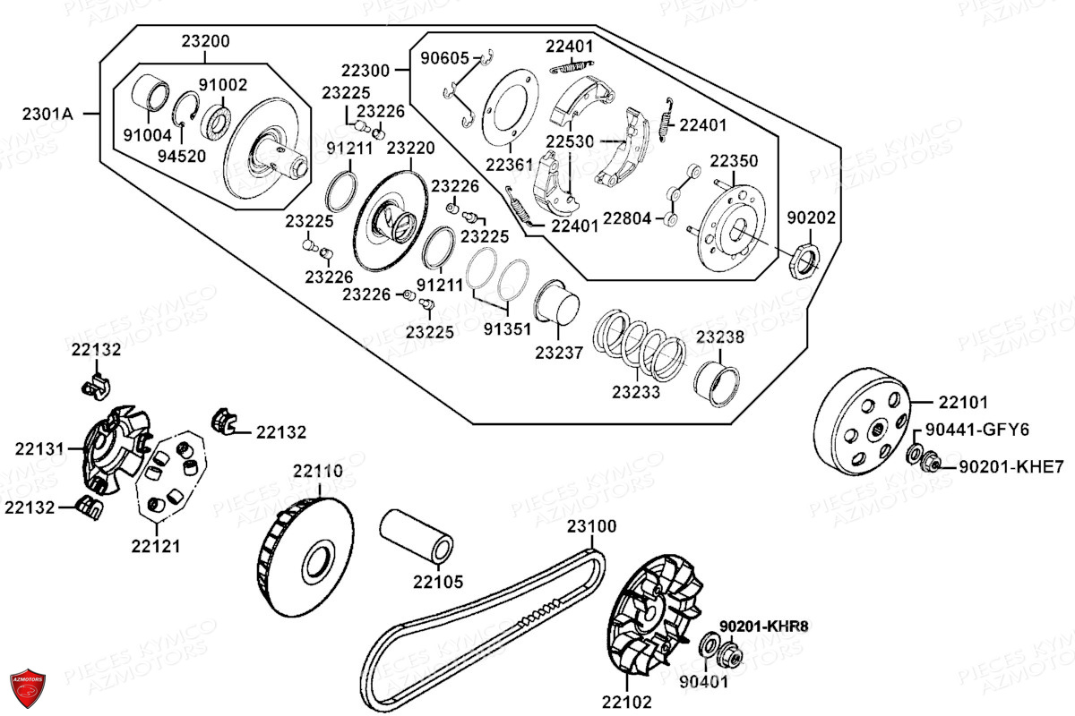 Variateur Embrayage KYMCO PIECES X.TOWN CITY 300I E5 (KS60JA)