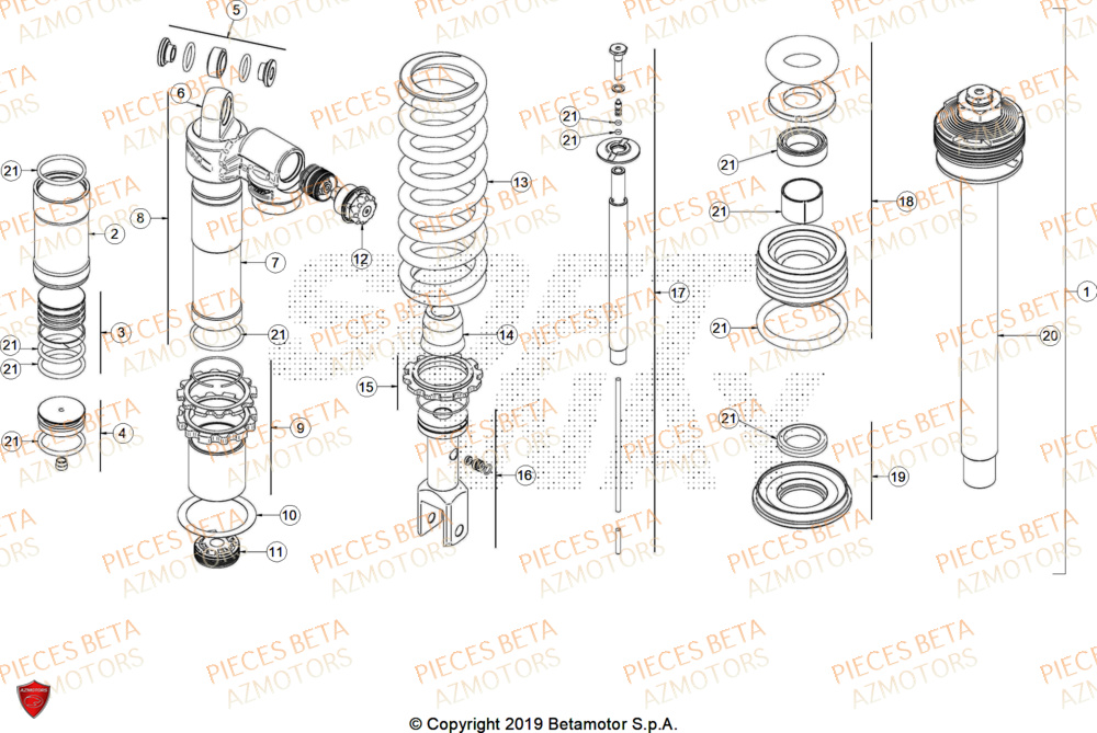Amortisseur BETA Pieces BETA ENDURO XTRAINER 250 2T - (2026)