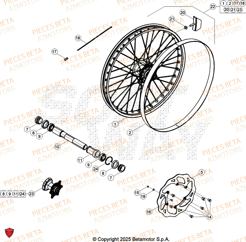 Roue Avant BETA Pieces BETA ENDURO XTRAINER 250 2T - (2026)