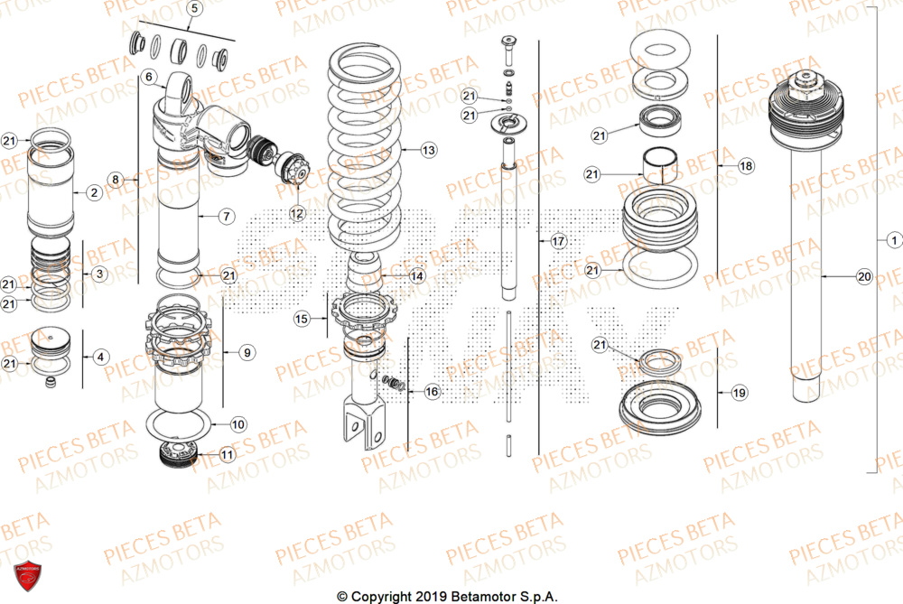 Amortisseur BETA Pieces BETA ENDURO XTRAINER 300 2T - (2025) EURO5+
