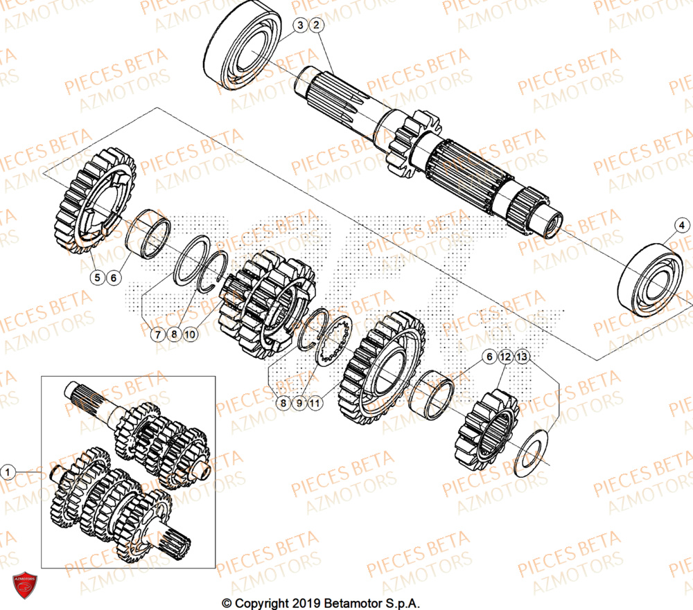 Arbre Primaire BETA Pieces BETA ENDURO XTRAINER 300 2T - (2025) EURO5+
