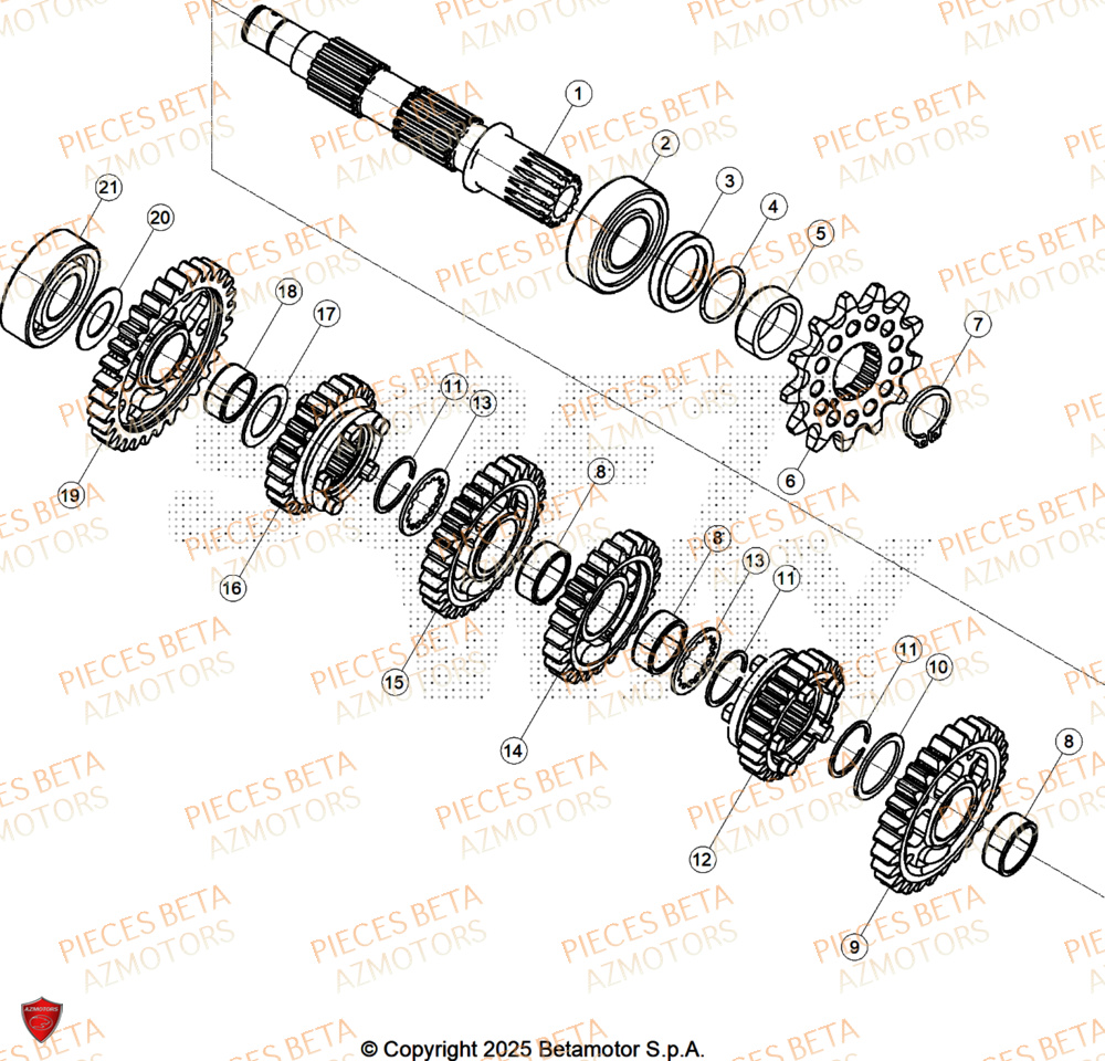 Arbre Secondaire BETA Pieces BETA ENDURO XTRAINER 300 2T - (2025) EURO5+