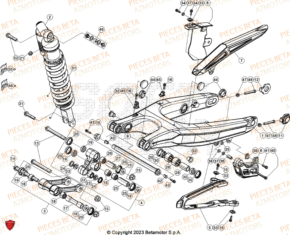 Bras Oscillant BETA Pieces BETA ENDURO XTRAINER 300 2T - (2025) EURO5+