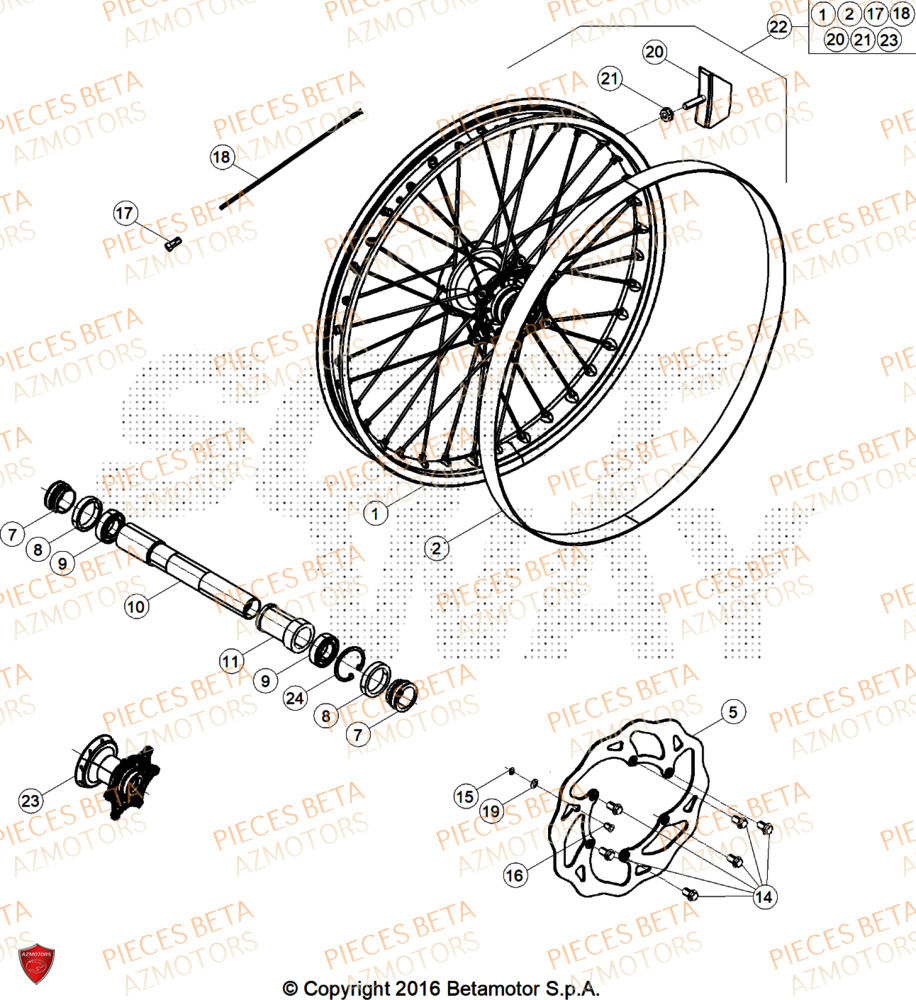 Roue Avant BETA Pieces BETA ENDURO XTRAINER 300 2T - (2025) EURO5+