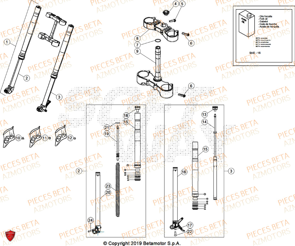 Fourche BETA Pieces BETA ENDURO XTRAINER 300 2T - (2026)