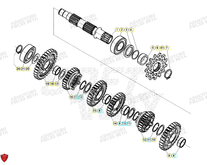 Boite A Vitesses Pignon Boite BETA Pieces BETA ENDURO XTRAINER 250 2T - (2024)