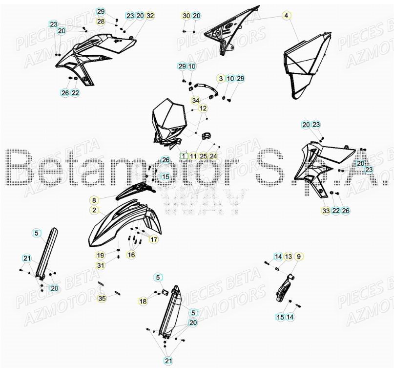 PROTECTION TIGE - KIT RED BETA pour CARENAGES AVANT de XTRAINER 250 MY19