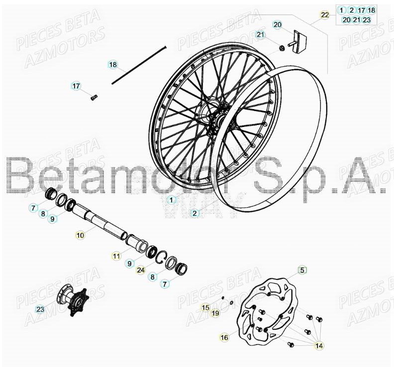 Roue Avant BETA Pièces BETA RR XTRAINER 250 2T - [2019]