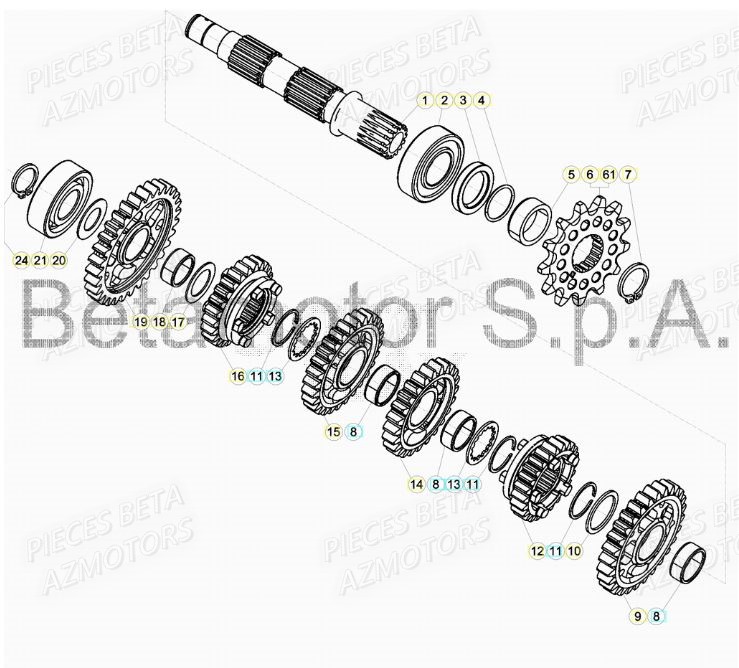 PIGNON DE TRANSMISSION SECONDA IRE BETA pour TRANSMISSION de XTRAINER 250 MY19