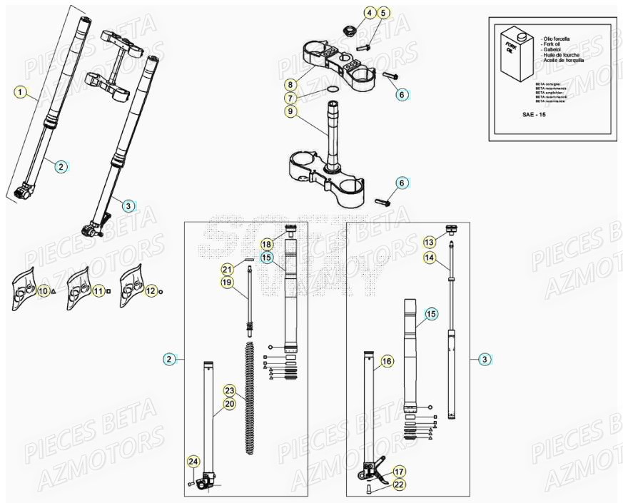 Fourche BETA Pieces BETA RR XTRAINER 250 2T - (2020)