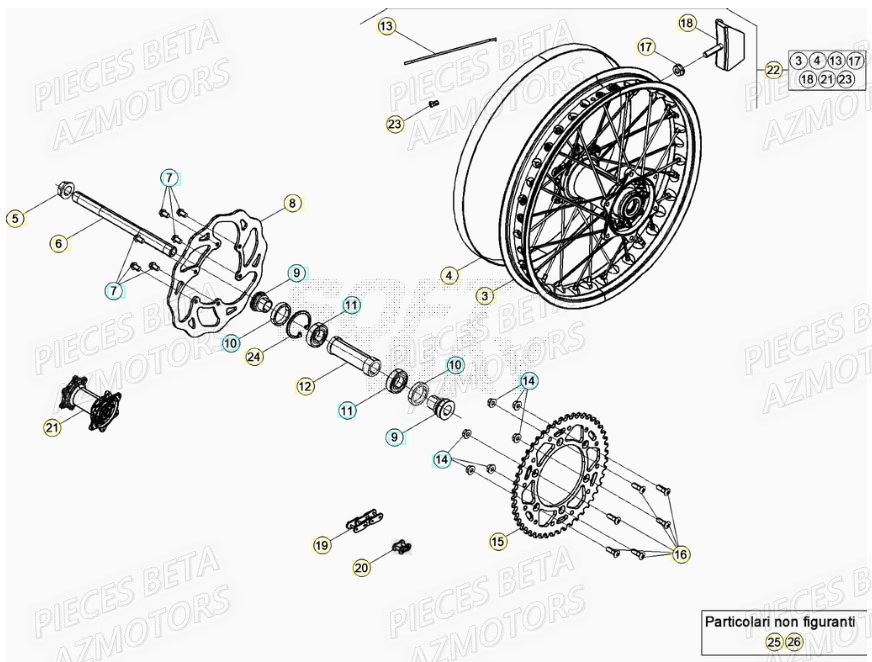 Roue Arriere BETA Pieces BETA RR XTRAINER 250 2T - (2020)