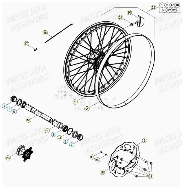 Roue Avant BETA Pieces BETA RR XTRAINER 250 2T - (2020)
