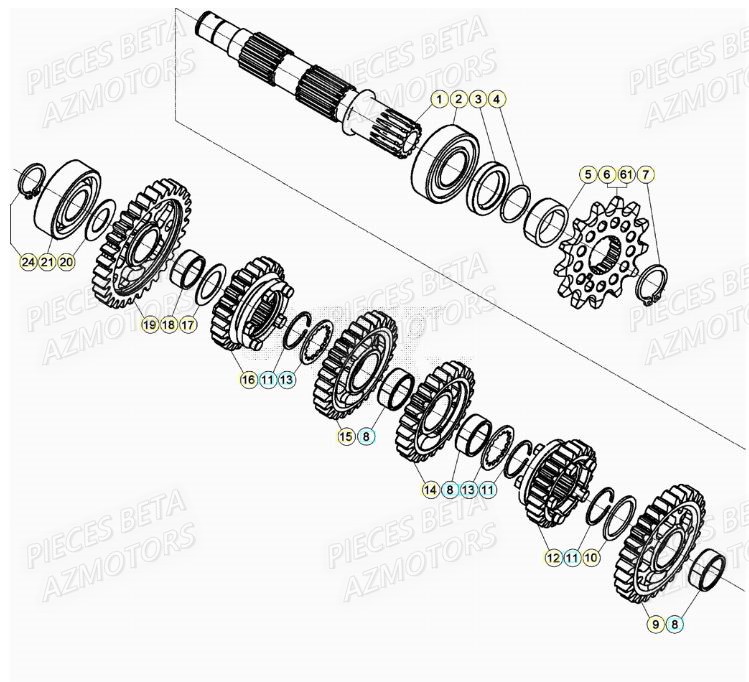 PIGNON DE TRANSMISSION SECONDA IRE BETA pour TRANSMISSION de XTRAINER 250 MY20