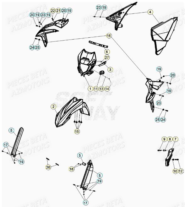 Carenages Avant BETA Pieces BETA RR XTRAINER 250 2T - (2021)