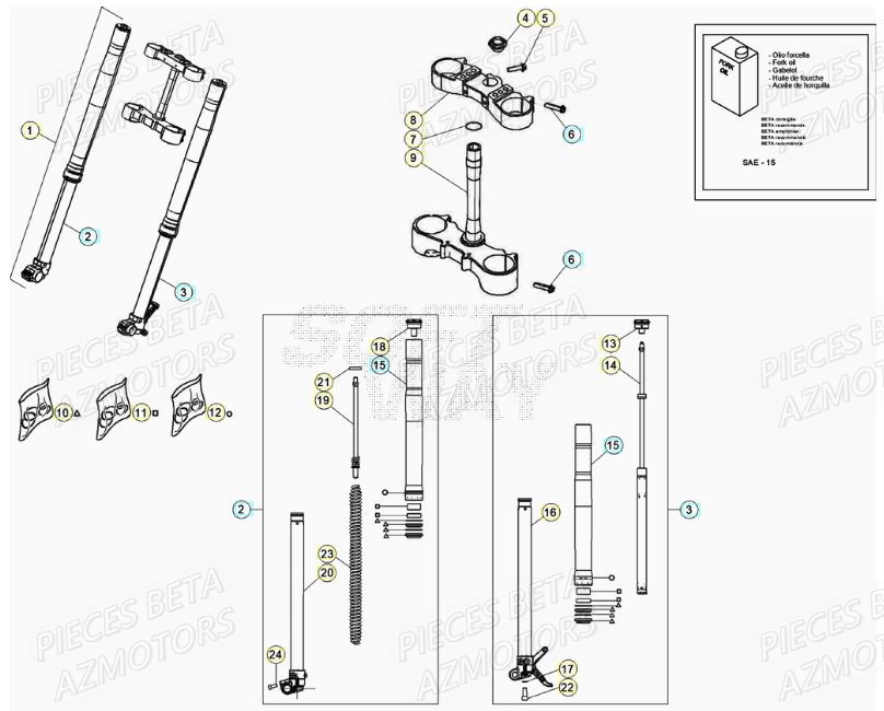 Fourche BETA Pieces BETA RR XTRAINER 250 2T - (2021)