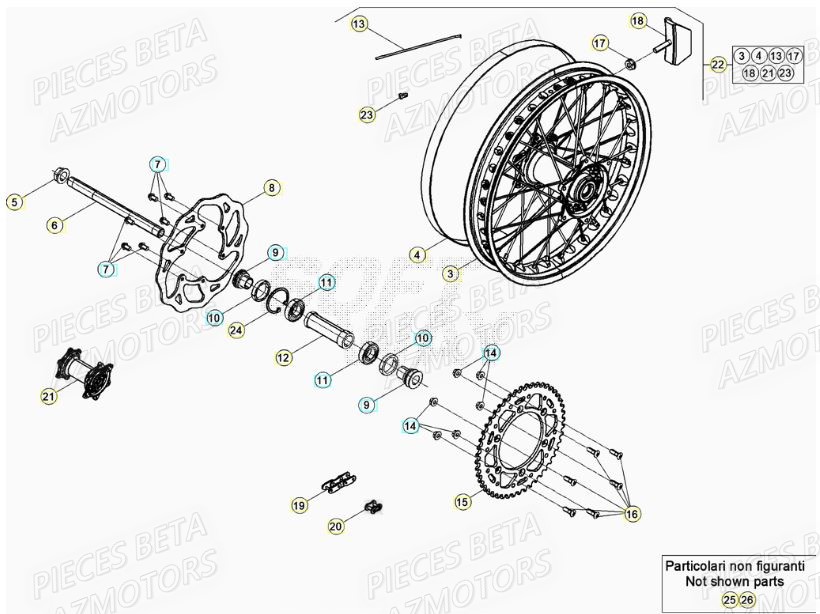 Roue Arriere BETA Pieces BETA RR XTRAINER 250 2T - (2021)