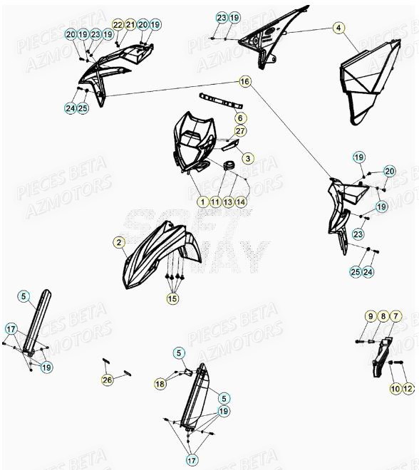 Carenages Avant BETA Pieces BETA RR XTRAINER 250 2T - (2022)