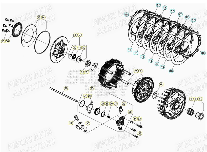Embrayage BETA Pieces BETA RR XTRAINER 250 2T - (2022)