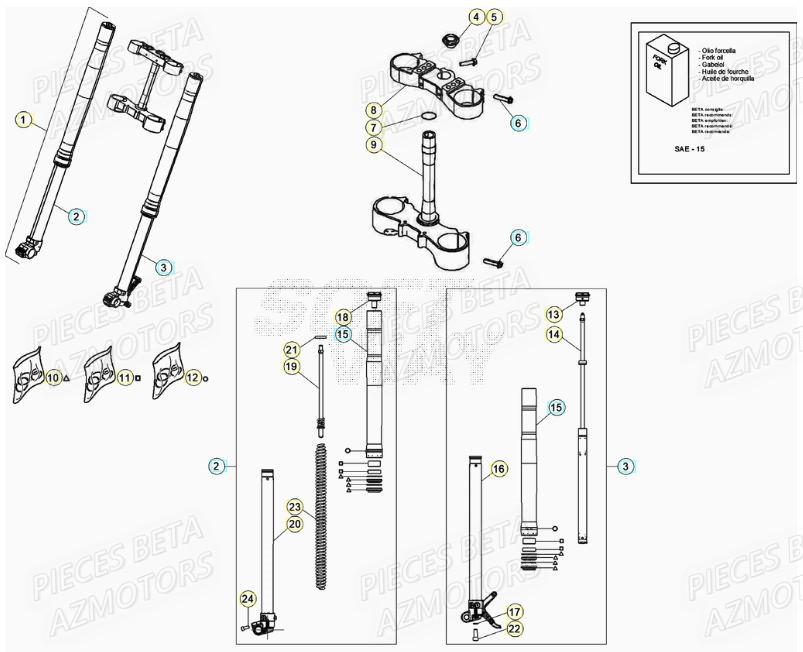 Fourche BETA Pieces BETA RR XTRAINER 250 2T - (2022)