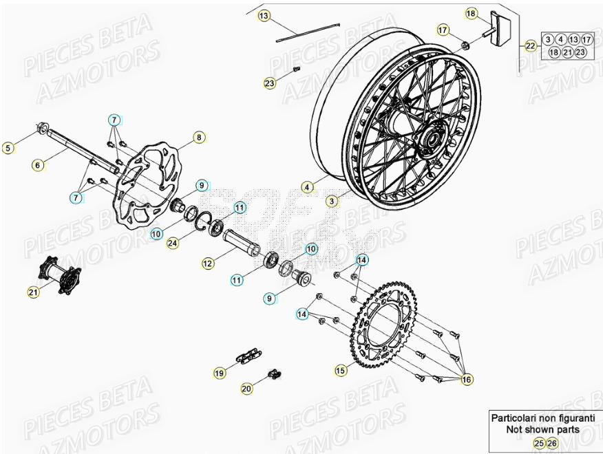 Roue Arriere BETA Pieces BETA RR XTRAINER 250 2T - (2022)