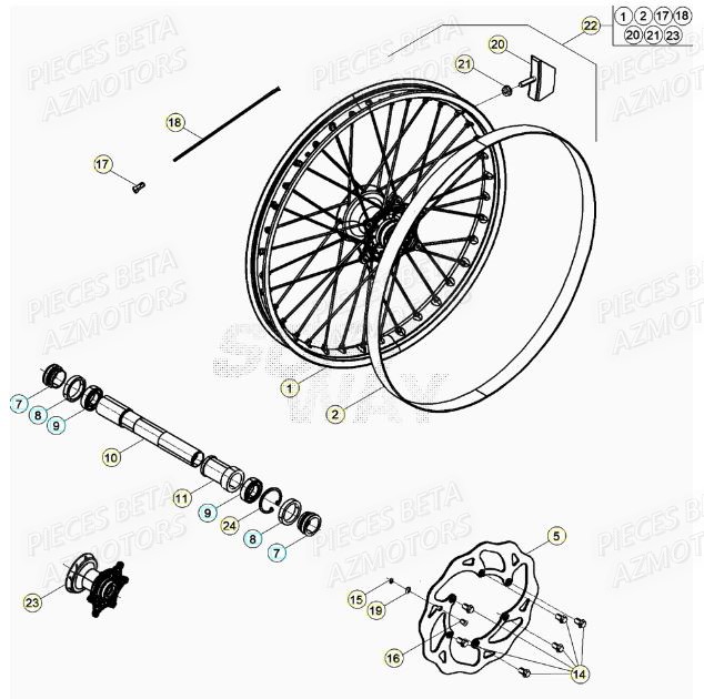 Roue Avant BETA Pieces BETA RR XTRAINER 250 2T - (2022)