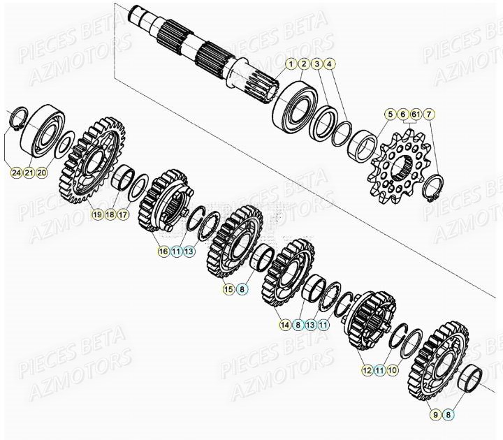 PIGNON DE TRANSMISSION SECONDA IRE BETA pour TRANSMISSION de XTRAINER 250 MY22