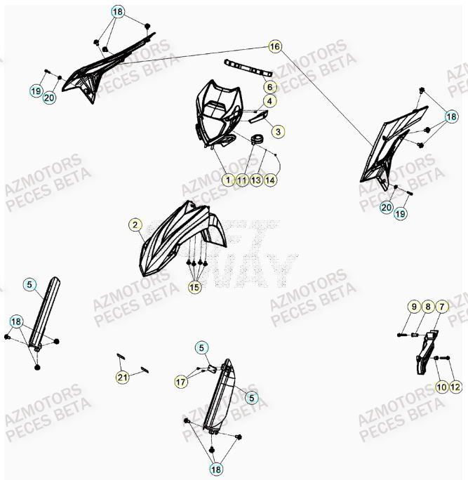 PROTECTION TIGE - KIT RED BETA pour CARENAGE AVANT de XTRAINER 250 MY23