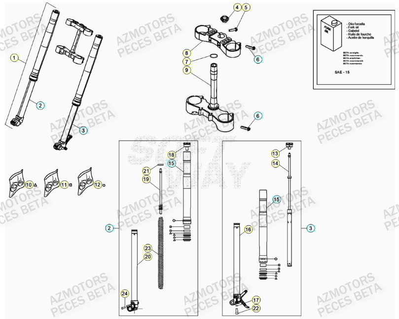 Fourche BETA Pieces BETA RR XTRAINER 250 2T - (2023)
