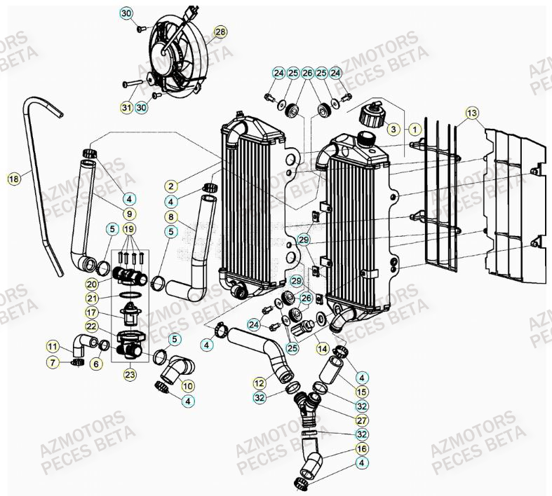 Radiateur BETA Pieces BETA RR XTRAINER 250 2T - (2023)