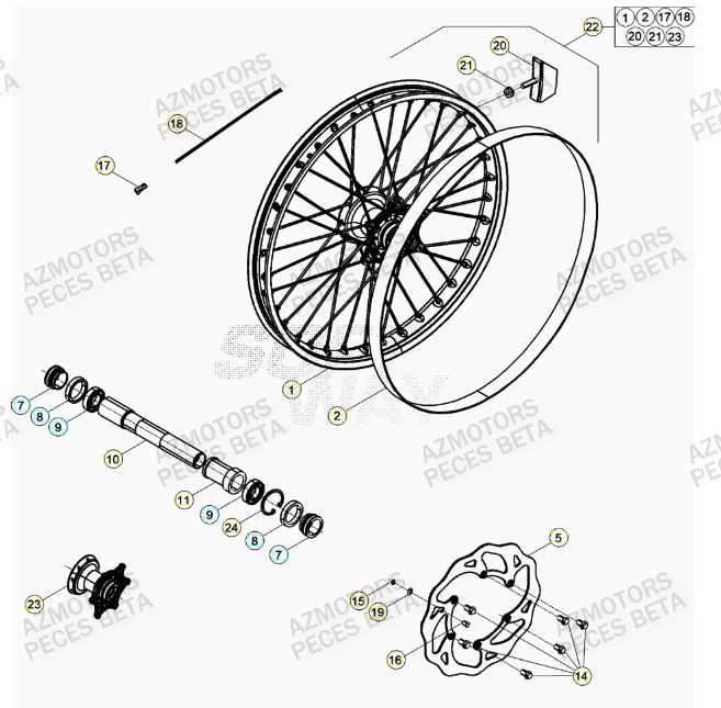 Roue Avant BETA Pieces BETA RR XTRAINER 250 2T - (2023)