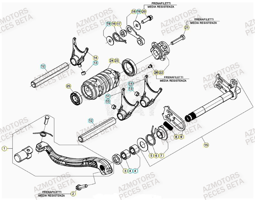 SELECTEUR_DE_VITESSES BETA Pieces BETA RR XTRAINER 250 2T - (2023)