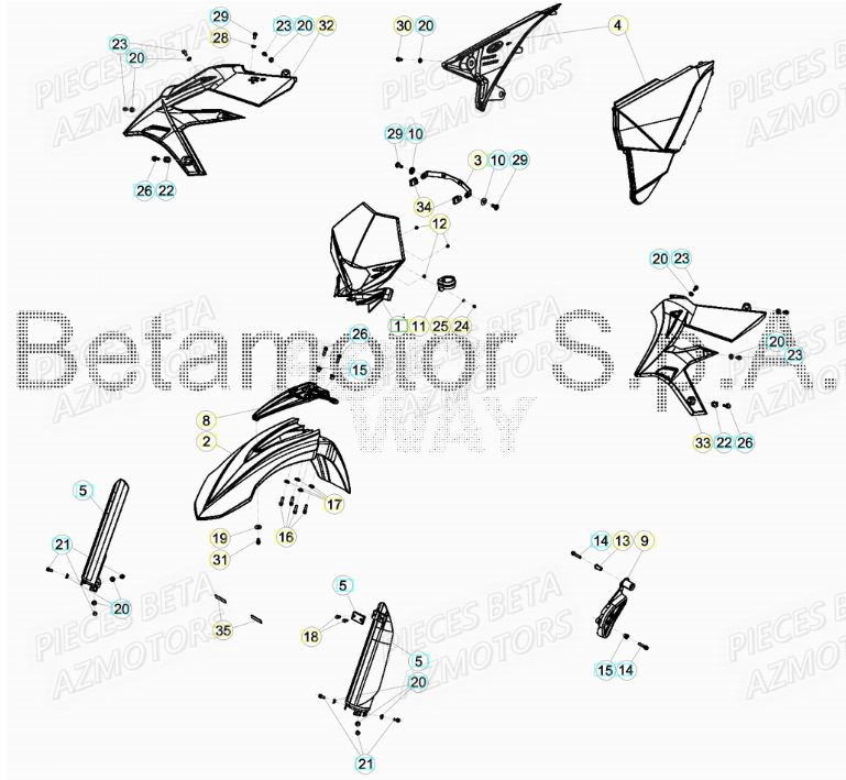 PROTECTION TIGE - KIT RED BETA pour CARENAGES AVANT de XTRAINER 300 MY19