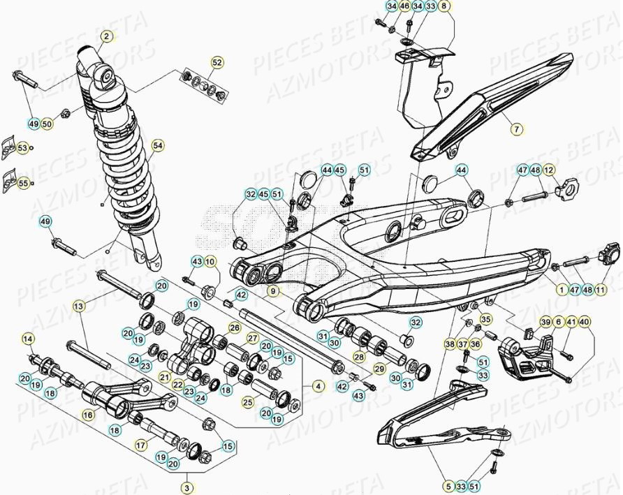 Bras Oscillant Amortisseur BETA Pieces BETA RR XTRAINER 300 2T - (2020)