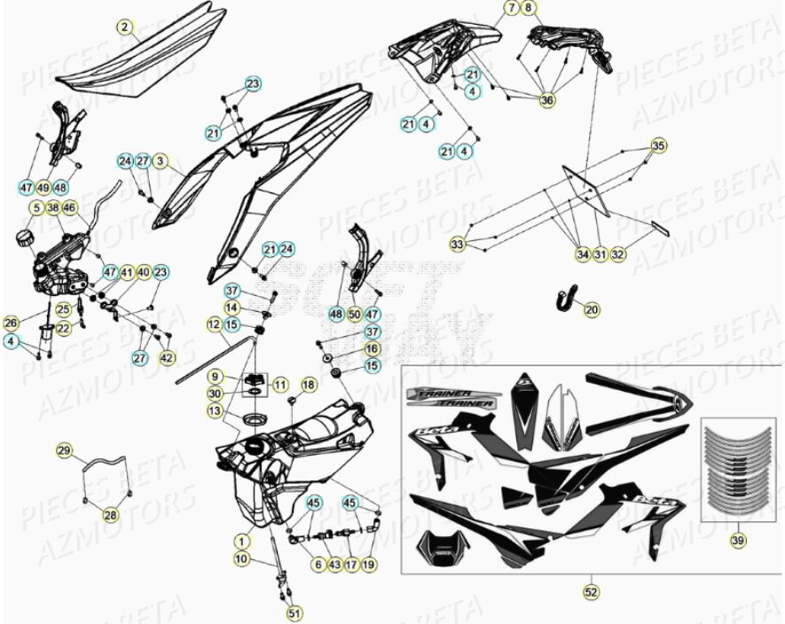 Carenages Arriere Selle BETA Pieces BETA RR XTRAINER 300 2T - (2020)