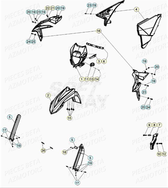Carenages Avant BETA Pieces BETA RR XTRAINER 300 2T - (2020)