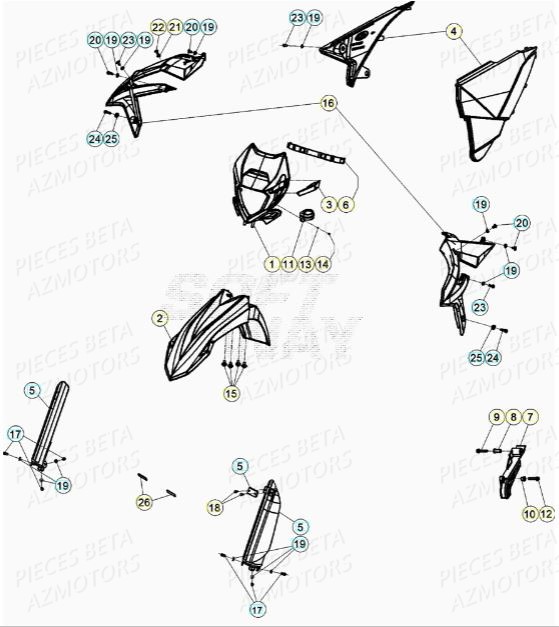 CARENAGES_AVANT BETA Pieces BETA RR 2T 250 - (2020)