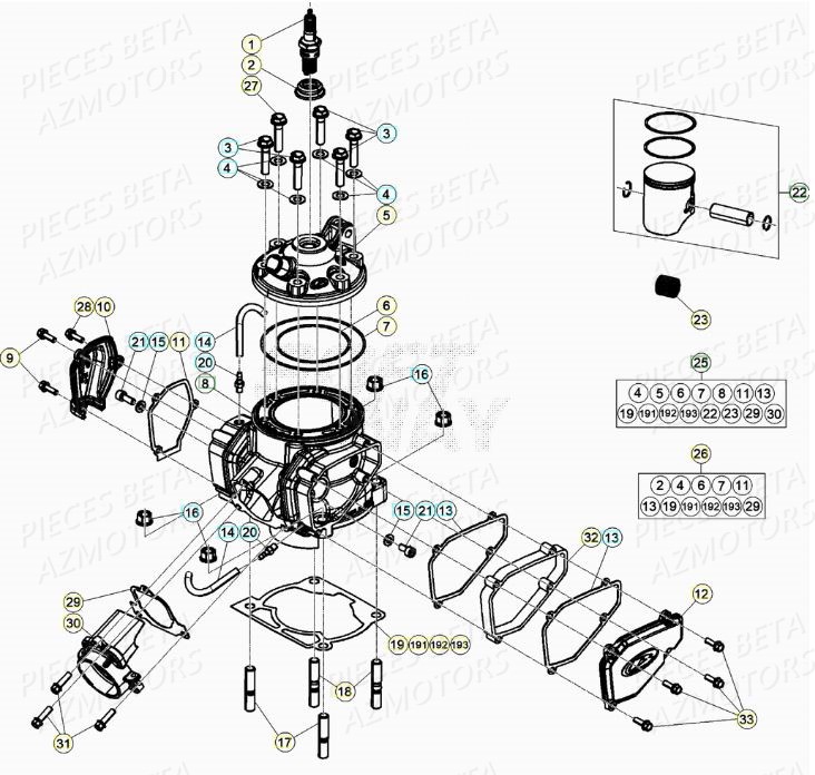 CYLINDRE CULASSE DISTRIBUTION pour XTRAINER 300 MY20