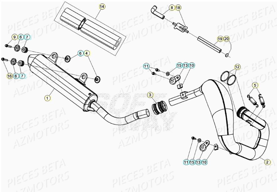Echappement BETA Pieces BETA RR XTRAINER 300 2T - (2020)